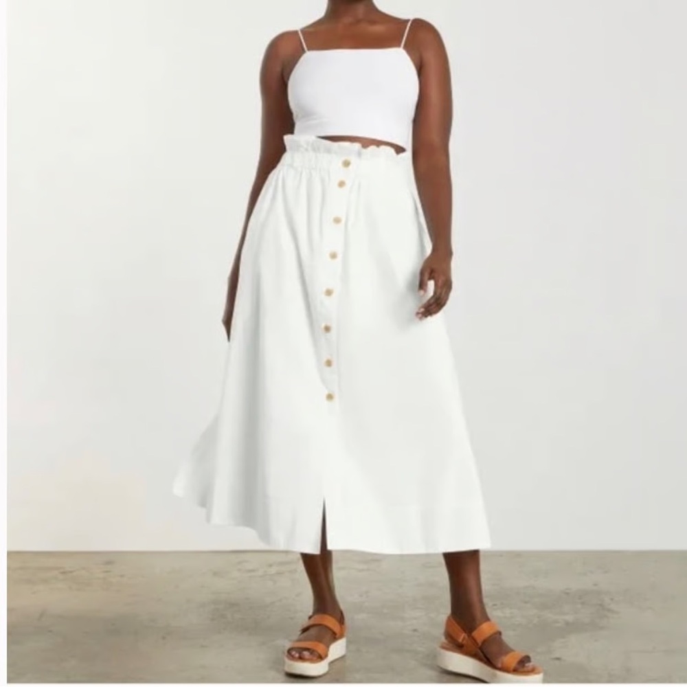 Everlane Ivory Button-Front A-Line Skirt